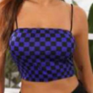 Blue checkered crop top